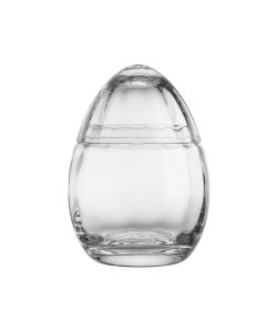 GLASS EGG WITH LID, TRANSPARENT